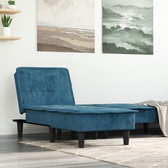 Chaise longue fluweel blauw 1