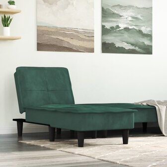 Chaise longue fluweel donkergroen 1