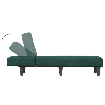 Chaise longue fluweel donkergroen 6