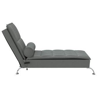 Massage chaise longue met bolster stof donkergrijs 5