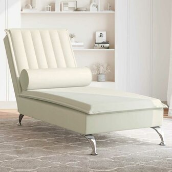 Massage chaise longue met bolster fluweel roze 1