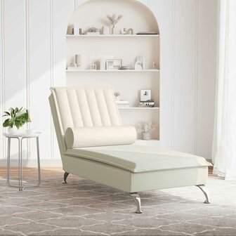 Massage chaise longue met bolster fluweel roze 3