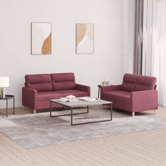 2-delige Loungeset met kussens stof wijnrood 1