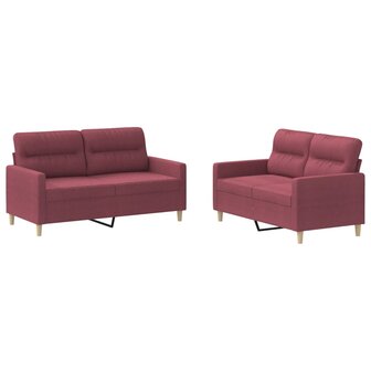 2-delige Loungeset met kussens stof wijnrood 2