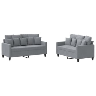 2-delige Loungeset met kussens stof lichtgrijs 2