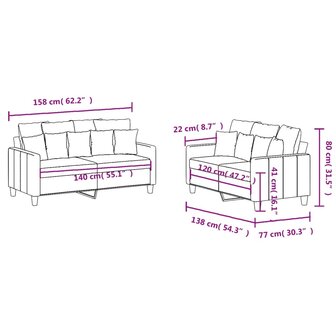 2-delige Loungeset met kussens stof lichtgrijs 7