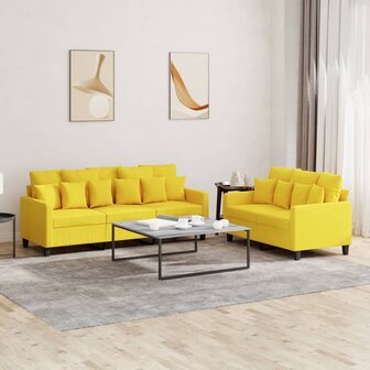 2-delige Loungeset met kussens stof lichtgeel 1