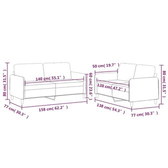 2-delige Loungeset met kussens stof cr&egrave;mekleurig 7