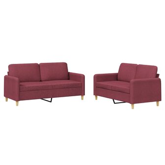 2-delige Loungeset met kussens stof wijnrood 2
