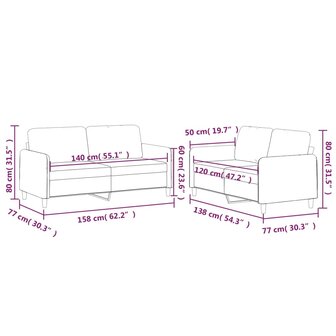 2-delige Loungeset met kussens stof taupe 7