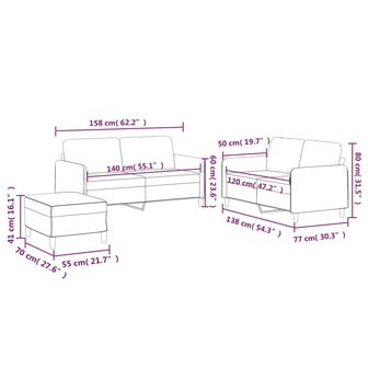 3-delige Loungeset met kussens stof lichtgeel 9