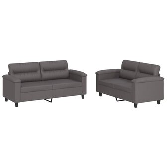 2-delige Loungeset met kussens kunstleer grijs 2