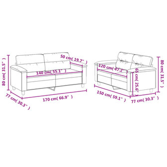 2-delige Loungeset met kussens kunstleer grijs 7