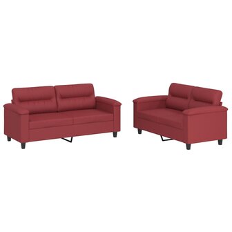 2-delige Loungeset met kussens kunstleer wijnrood 2