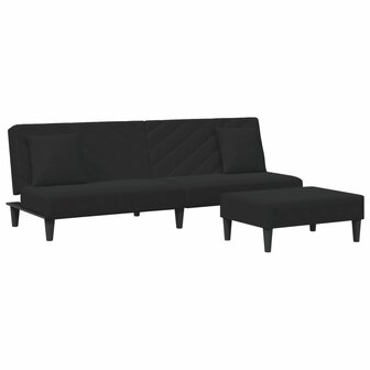 2-delige Loungeset met kussens fluweel zwart 2