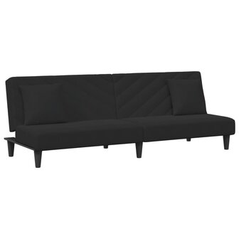 2-delige Loungeset met kussens fluweel zwart 4