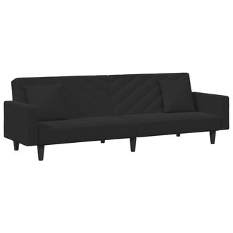 2-delige Loungeset met kussens fluweel zwart 4