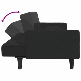 2-delige Loungeset met kussens fluweel zwart 6
