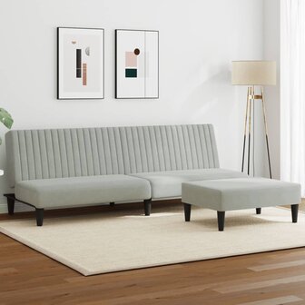 2-delige Loungeset fluweel lichtgrijs 1