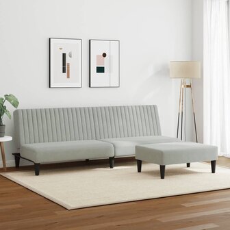 2-delige Loungeset fluweel lichtgrijs 3