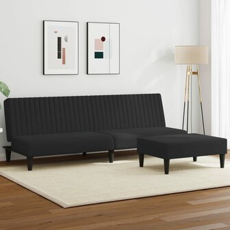 2-delige Loungeset fluweel zwart 1