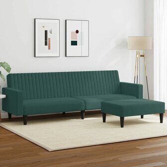 2-delige Loungeset fluweel donkergroen 1
