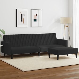 2-delige Loungeset fluweel zwart 1