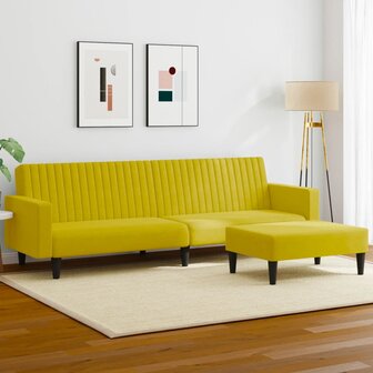 2-delige Loungeset fluweel geel 1