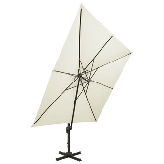 Zweefparasol met dubbel dak 300x300 cm zandkleurig 2