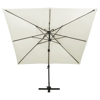 Zweefparasol met dubbel dak 300x300 cm zandkleurig 3