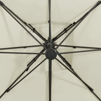 Zweefparasol met dubbel dak 300x300 cm zandkleurig 8