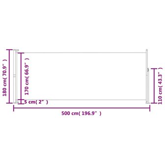 Tuinscherm uittrekbaar 180x500 cm cr&egrave;mekleurig 7