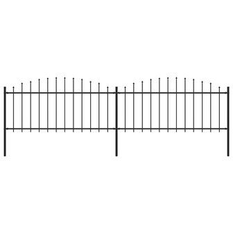 Tuinhek met speren bovenkant (0,5-0,75)x3,4 m staal zwart 1