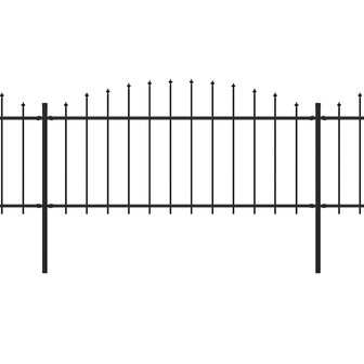 Tuinhek met speren bovenkant (0,5-0,75)x6,8 m staal zwart 2