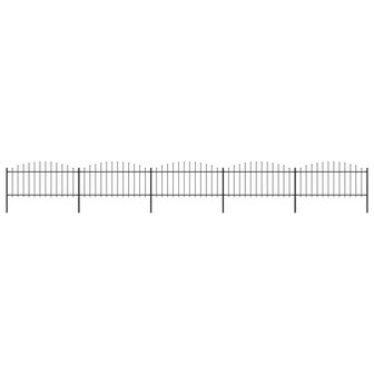 Tuinhek met speren bovenkant (0,5-0,75)x8,5 m staal zwart 1