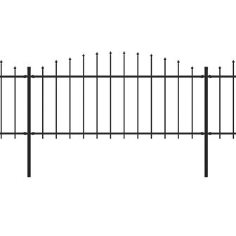 Tuinhek met speren bovenkant (0,5-0,75)x8,5 m staal zwart 2