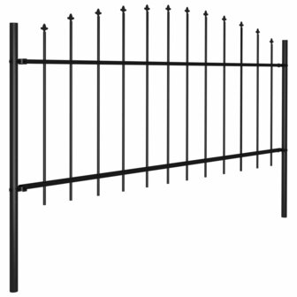 Tuinhek met speren bovenkant (0,5-0,75)x8,5 m staal zwart 3