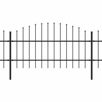 Tuinhek met speren bovenkant (0,75-1)x6,8 m staal zwart 2