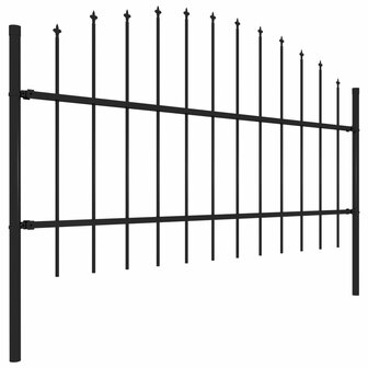 Tuinhek met speren bovenkant (0,75-1)x8,5 m staal zwart 3