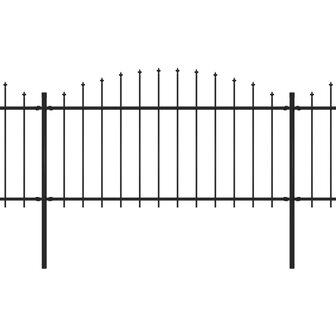 Tuinhek met speren bovenkant (1,25-1,5)x3,4 m staal zwart 2