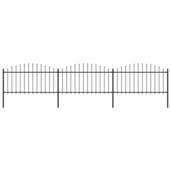 Tuinhek met speren bovenkant (1,25-1,5)x5,1 m staal zwart 1