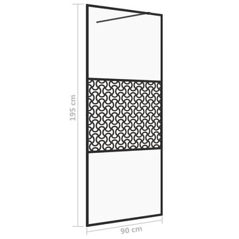 Inloopdouchewand 90x195 cm ESG-glas transparant en zwart 5