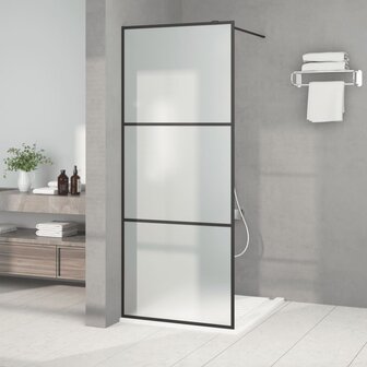 Inloopdouchewand 80x195 cm mat ESG-glas zwart 1
