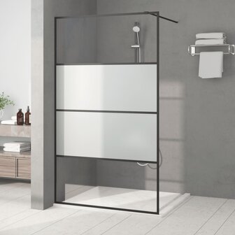 Inloopdouchewand 115x195 cm halfmat ESG-glas zwart 1