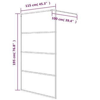 Inloopdouchewand 115x195 cm halfmat ESG-glas zwart 7
