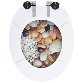 Toiletbrillen 2 st met soft-close deksels MDF kiezelontwerp 6