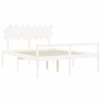 Seniorenbed met hoofdbord massief hout wit 160x200 cm 5