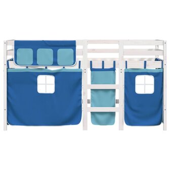 Kinderhoogslaper met gordijnen 90x190 cm grenenhout blauw 4
