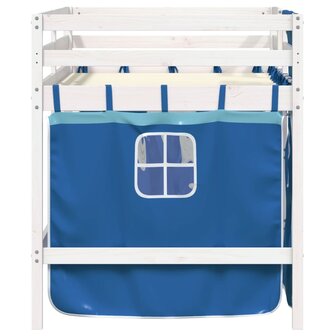 Kinderhoogslaper met gordijnen 90x190 cm grenenhout blauw 5