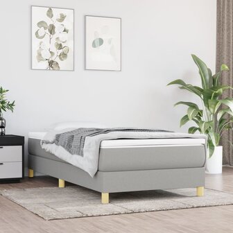 Boxspring met matras stof lichtgrijs 80x200 cm 1